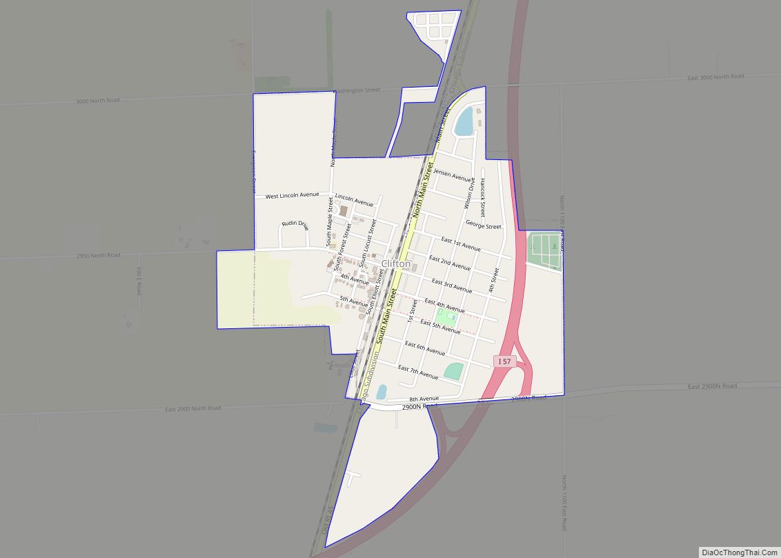 Map of Clifton village, Illinois