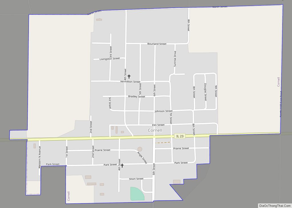 Map of Cornell village, Illinois