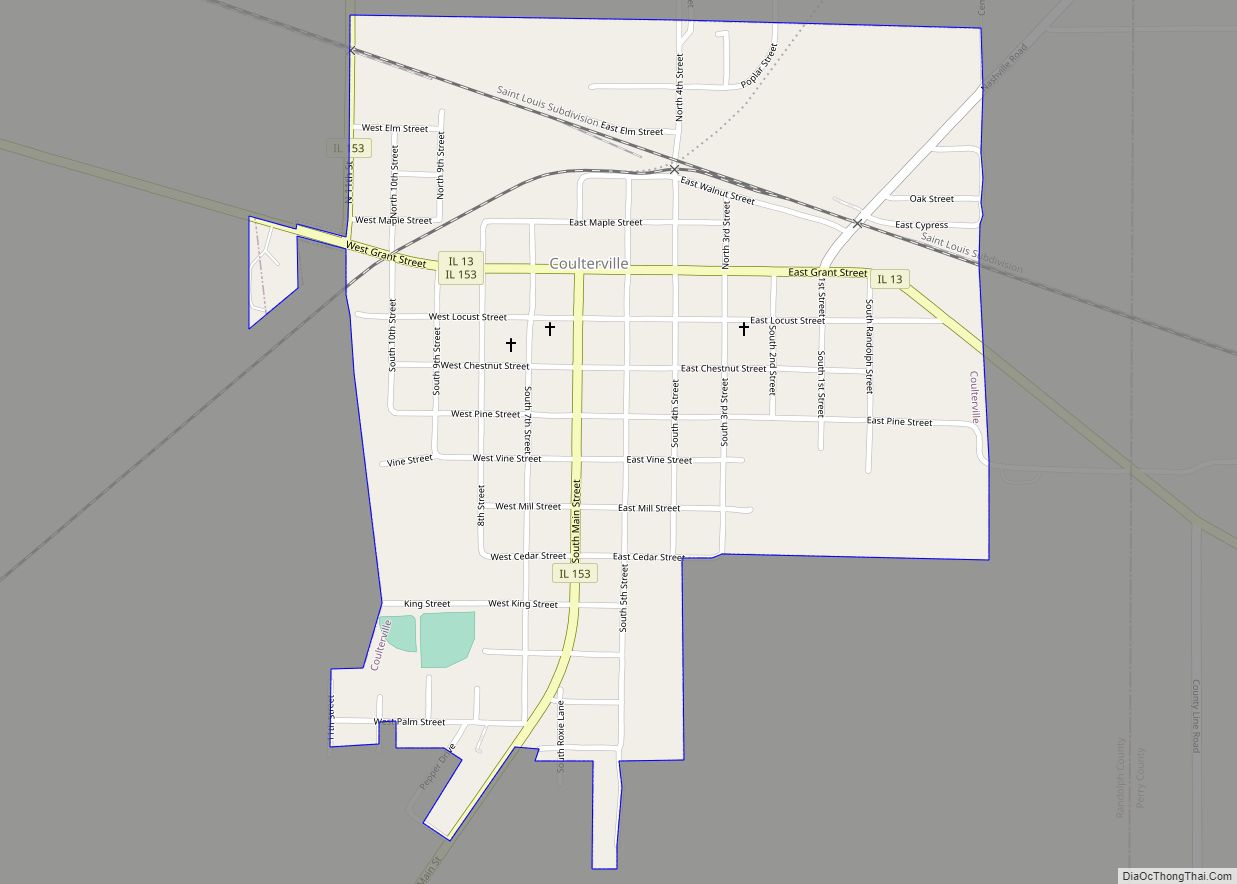 Map of Coulterville village, Illinois