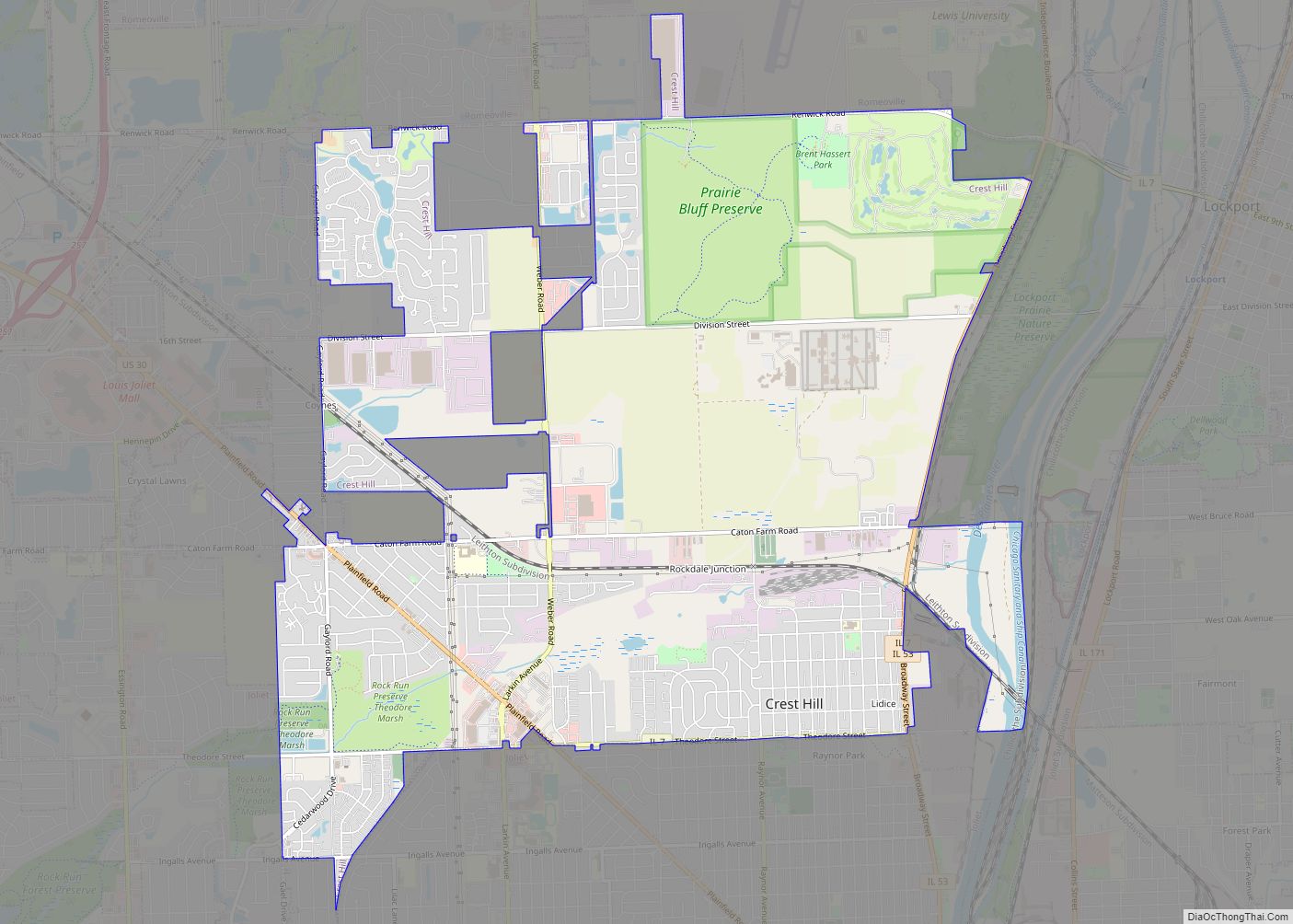 Map of Crest Hill city