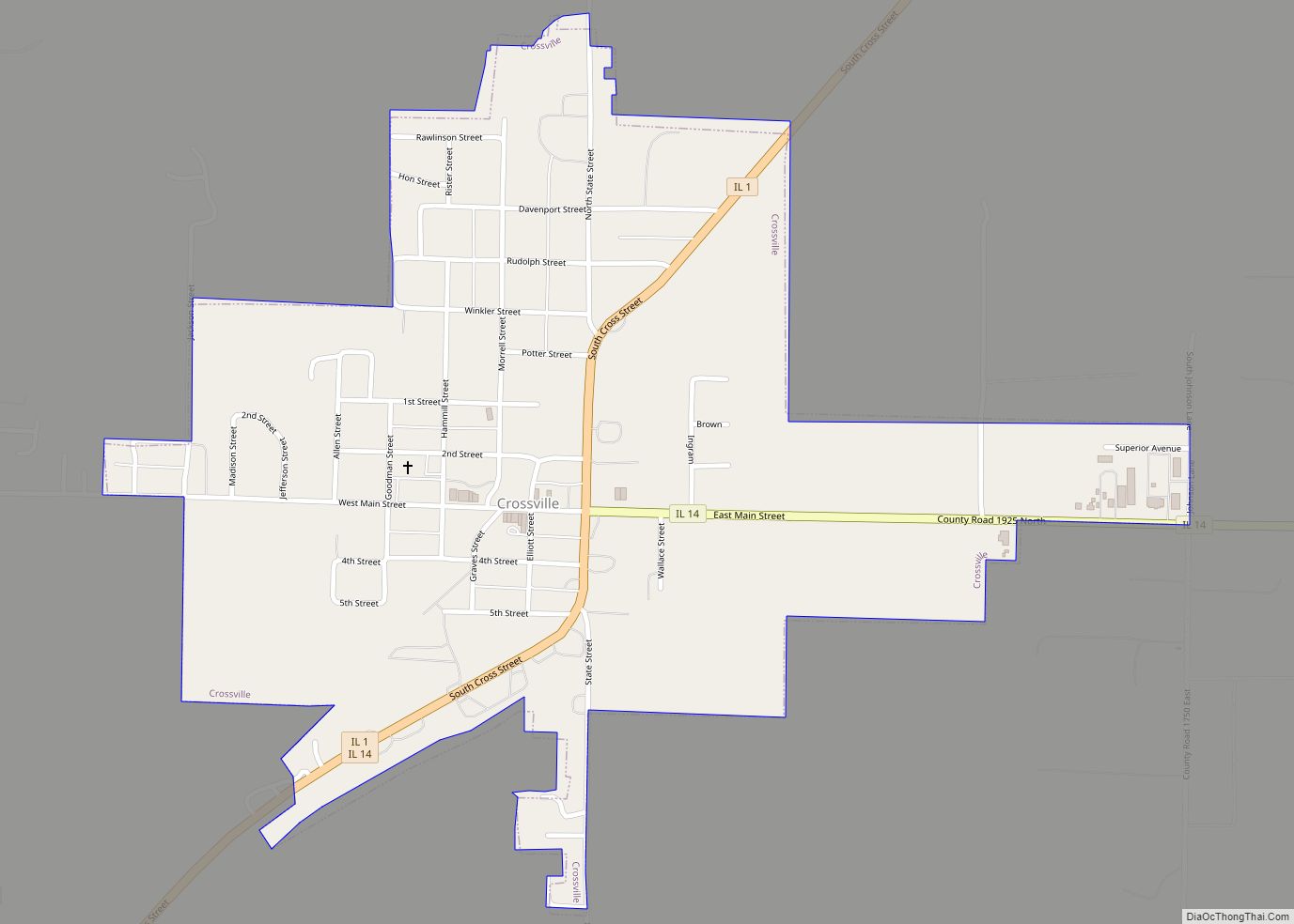 Map of Crossville village, Illinois