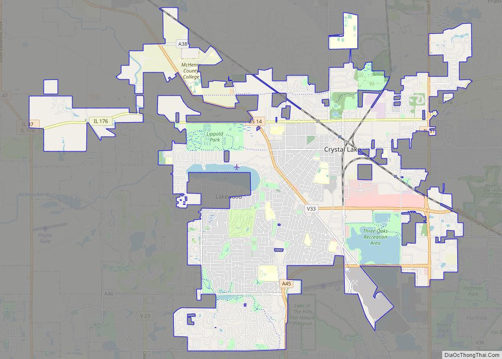 Map of Crystal Lake city, Illinois