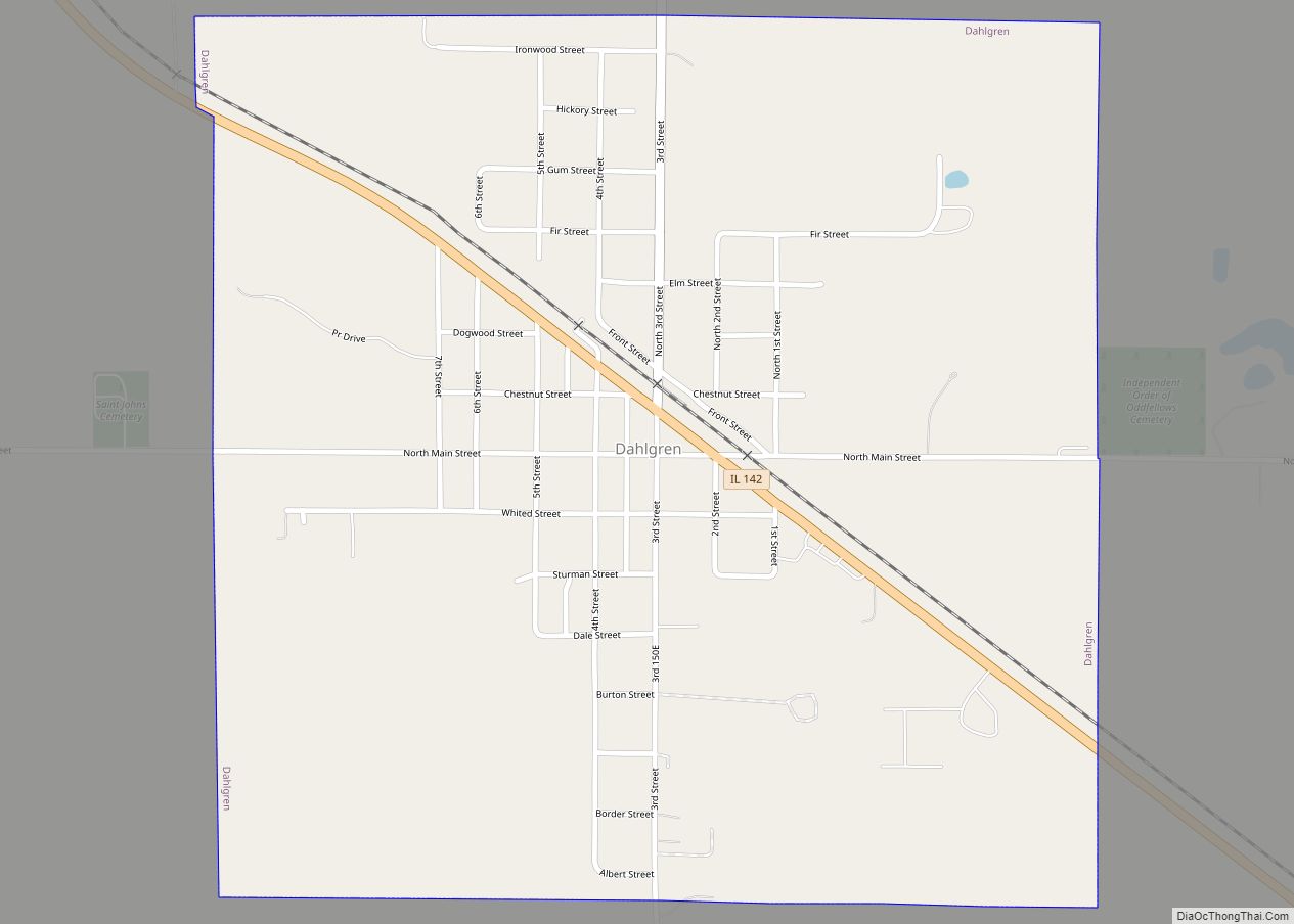 Map of Dahlgren village, Illinois