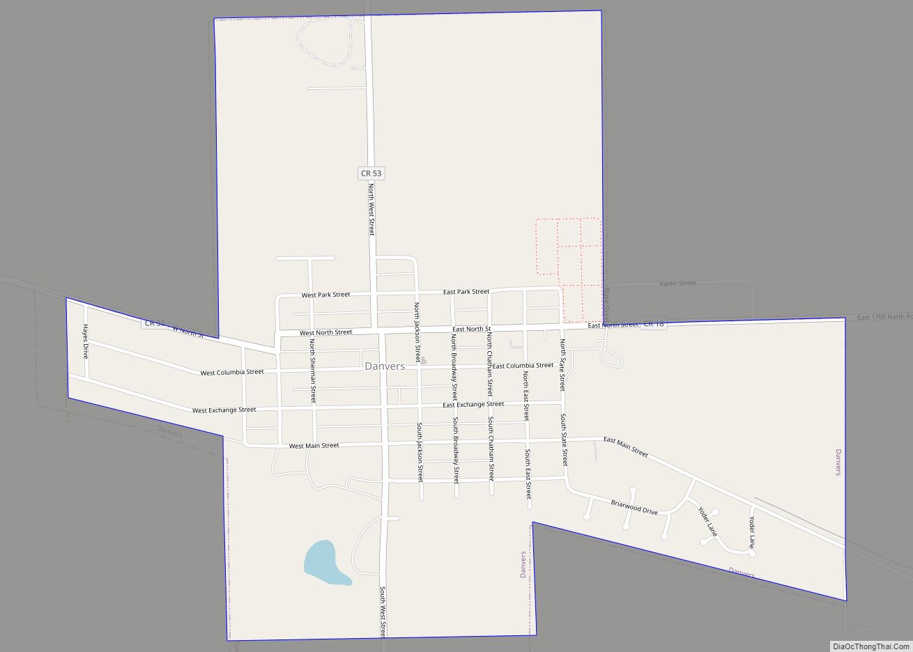 Map of Danvers village