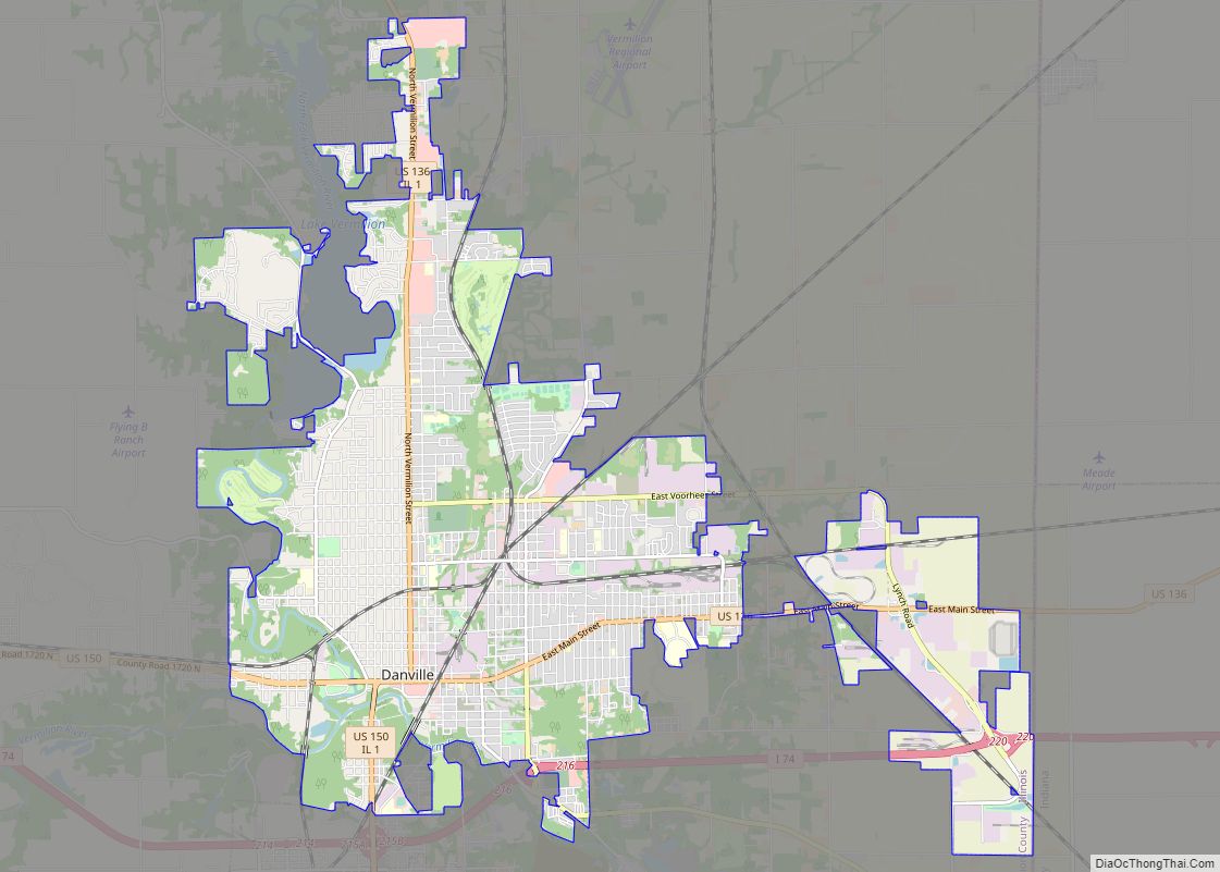 Map of Danville city, Illinois