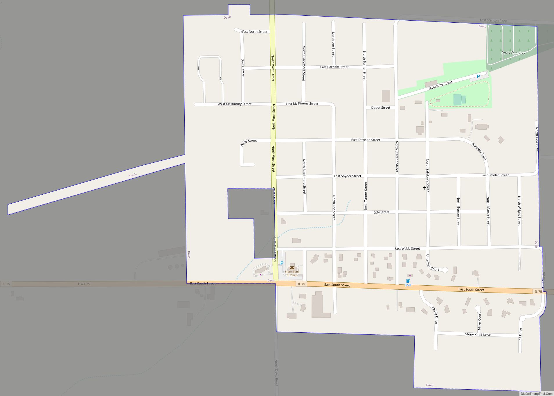 Map of Davis village, Illinois