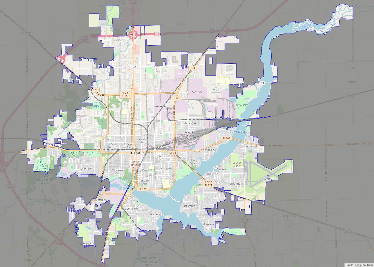 Map of Decatur city, Illinois