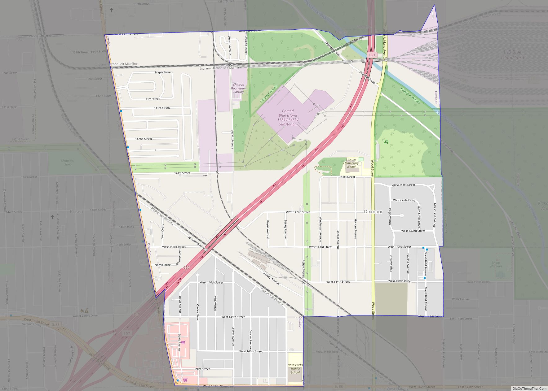 Map of Dixmoor village