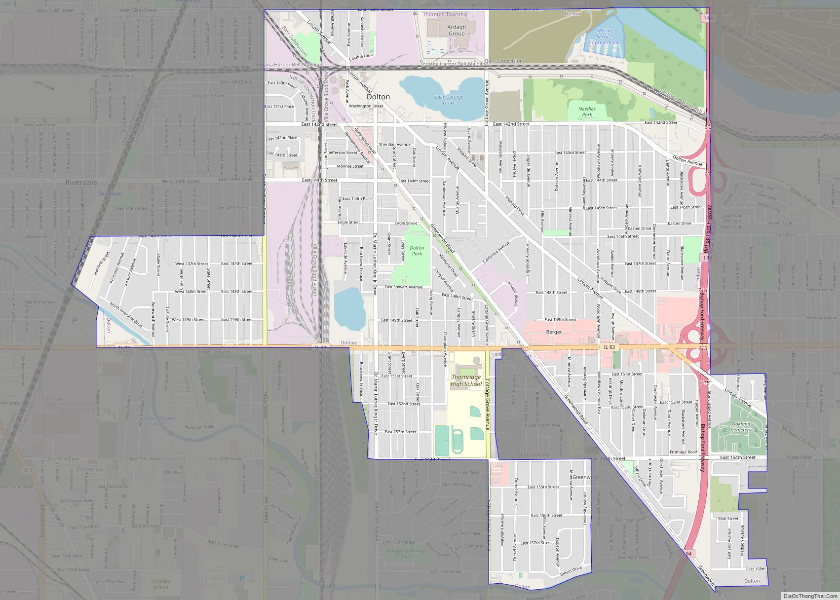 Map of Dolton village