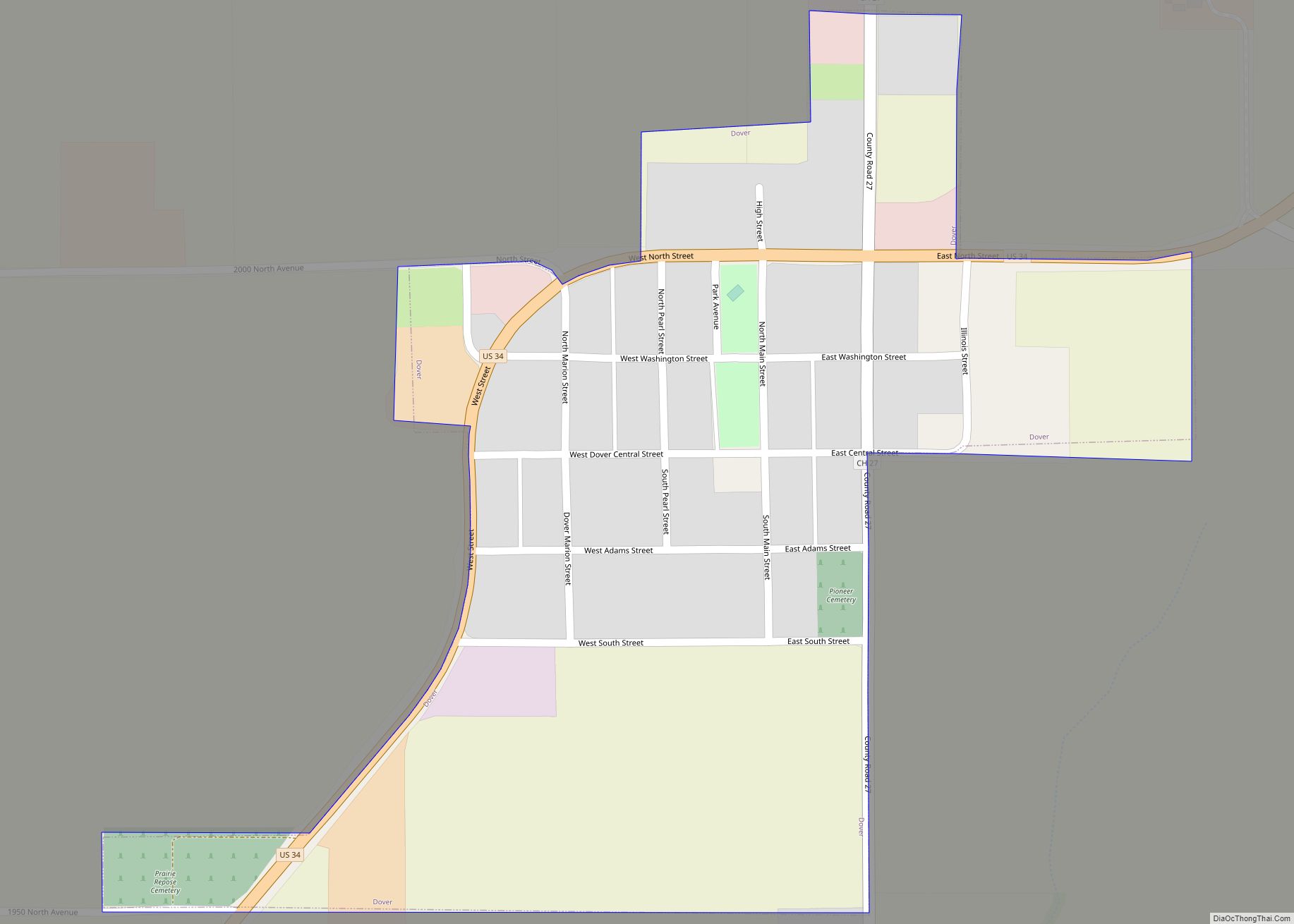 Map of Dover village, Illinois