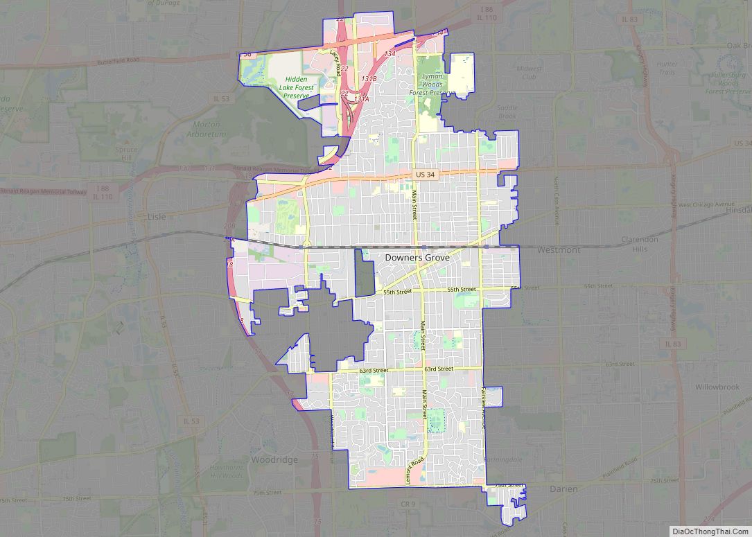 Map of Downers Grove village