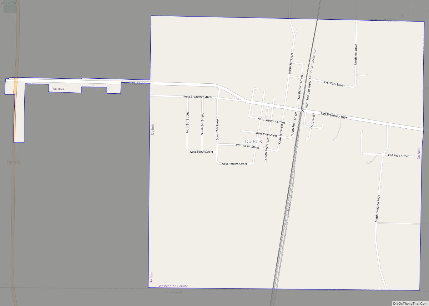 Map of Du Bois village, Illinois