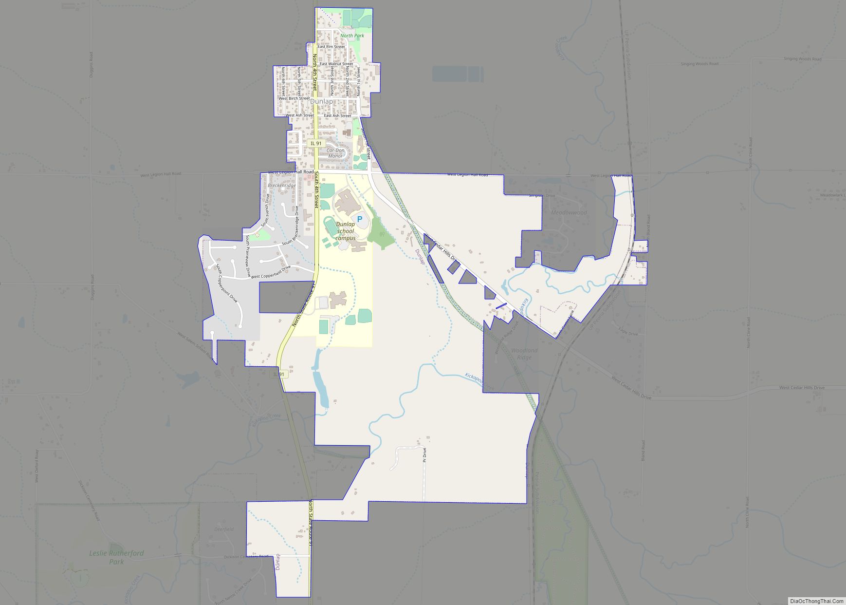 Map of Dunlap village, Illinois