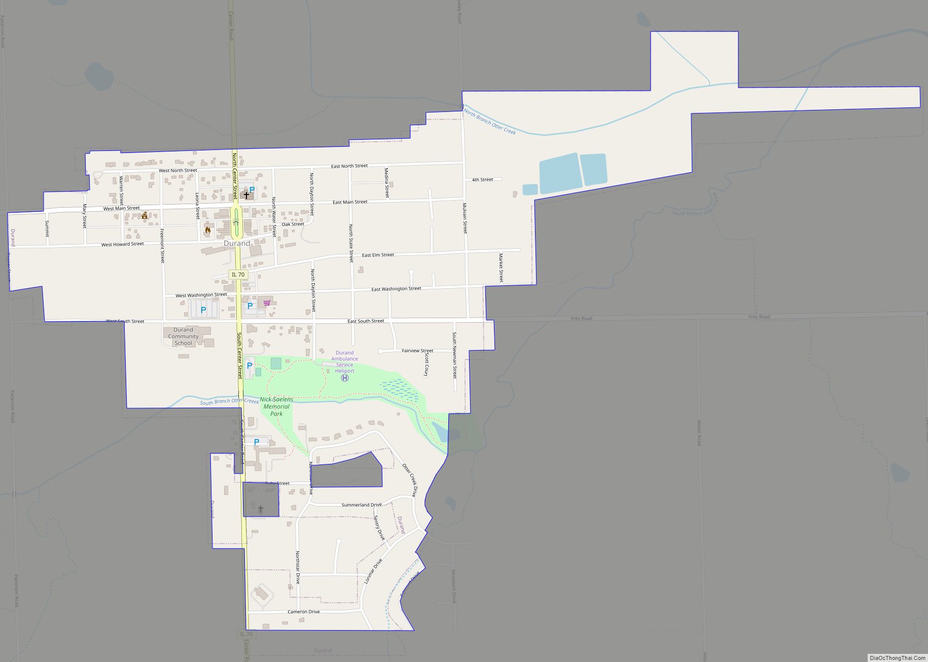 Map of Durand village, Illinois