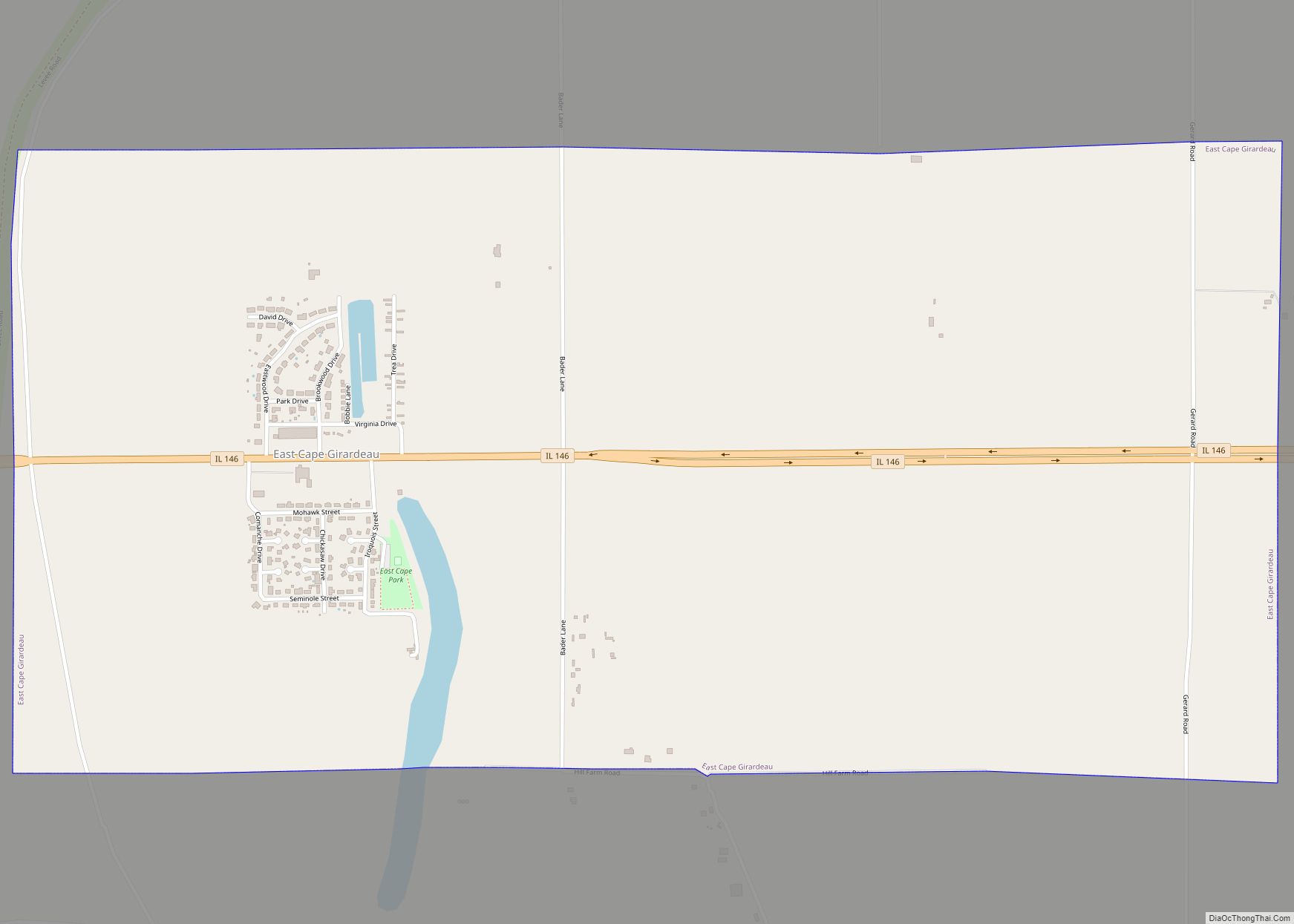 Map of East Cape Girardeau village