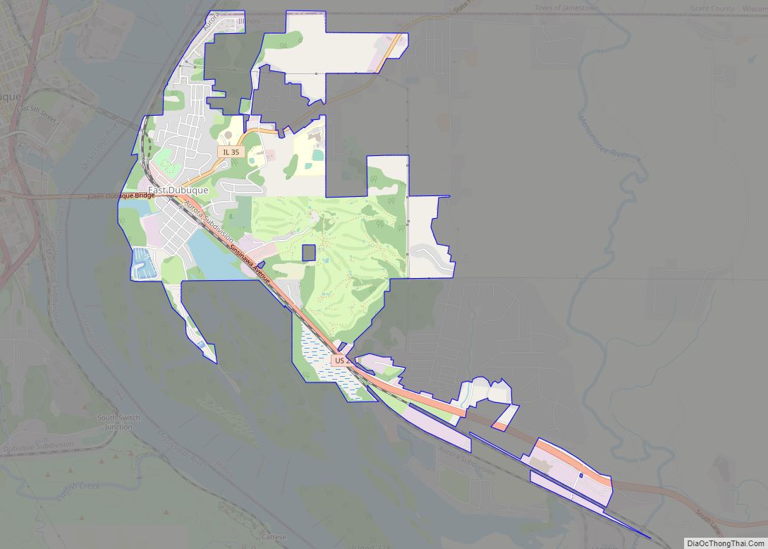 Map of East Dubuque city