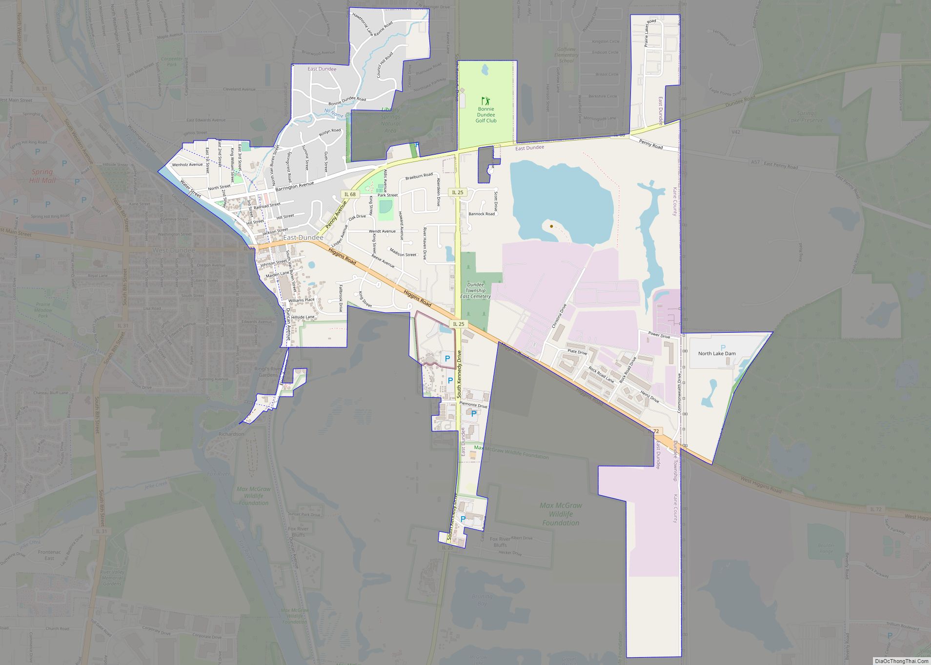 Map of East Dundee village