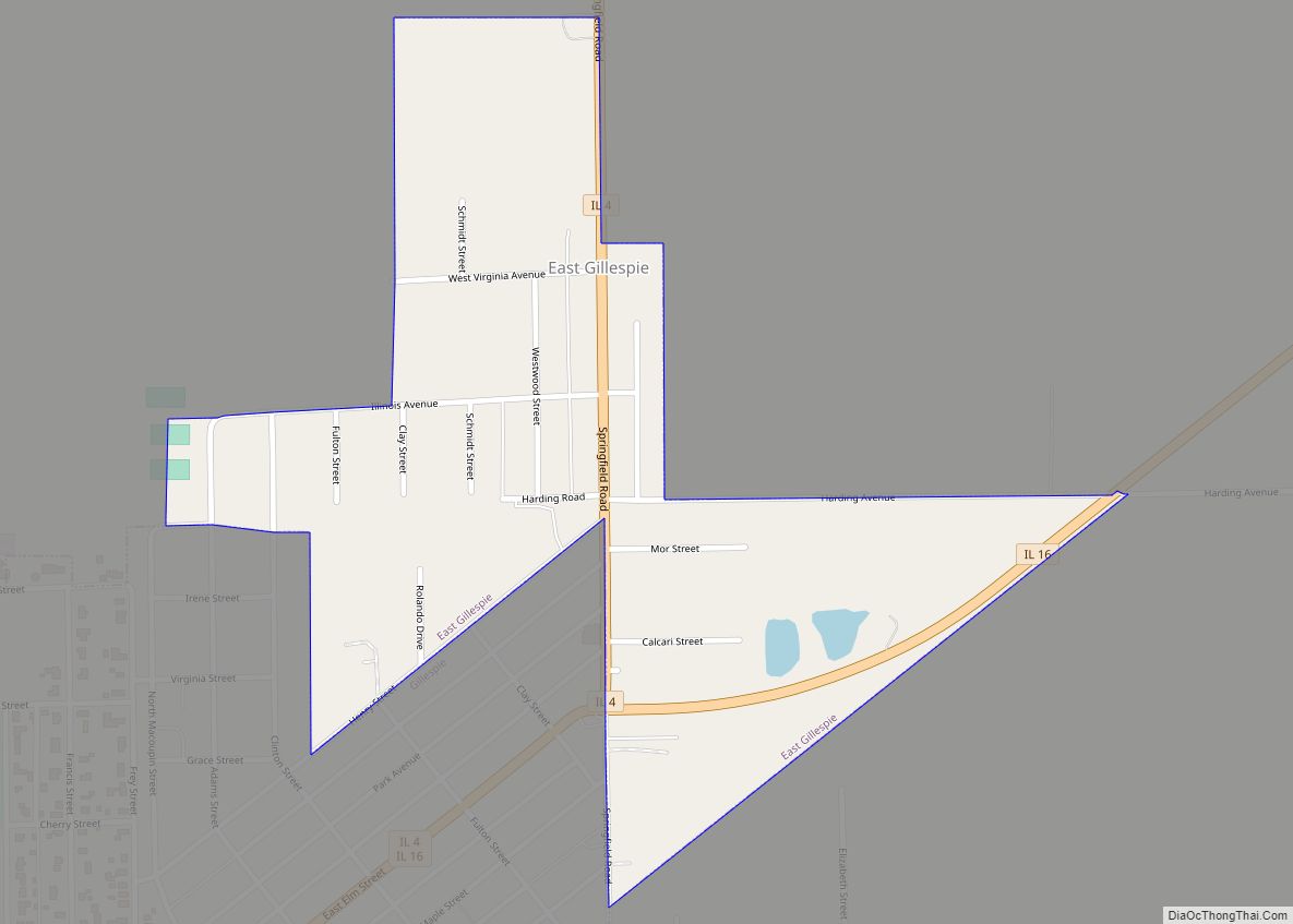 Map of East Gillespie village