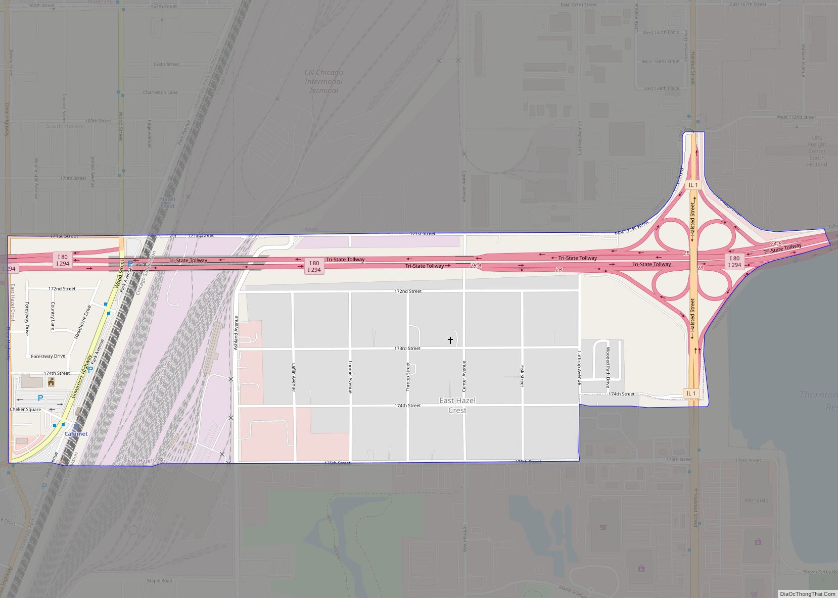 Map of East Hazel Crest village