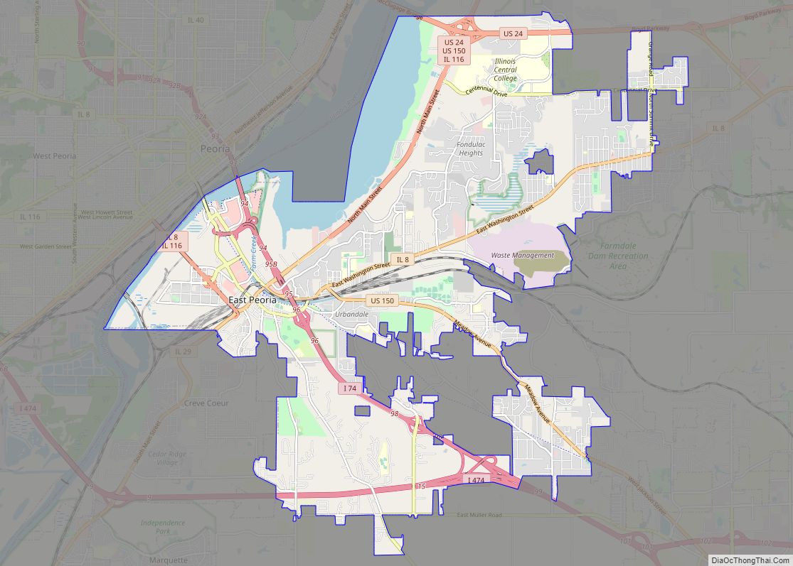 Map of East Peoria city