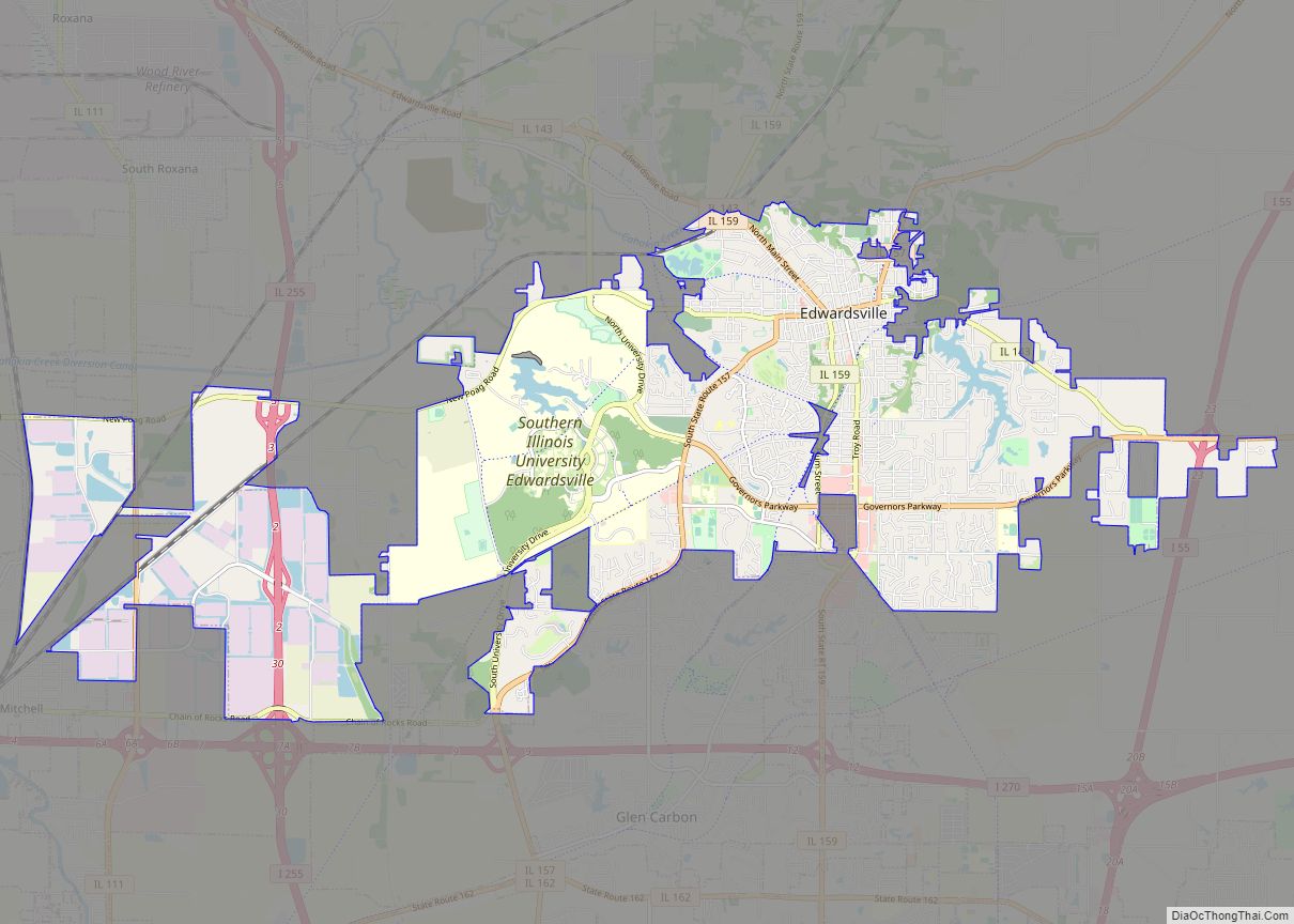 Map of Edwardsville city, Illinois