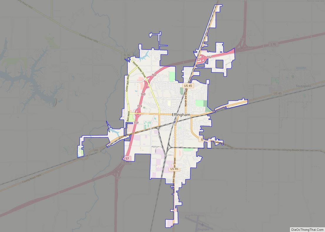 Map of Effingham city, Illinois