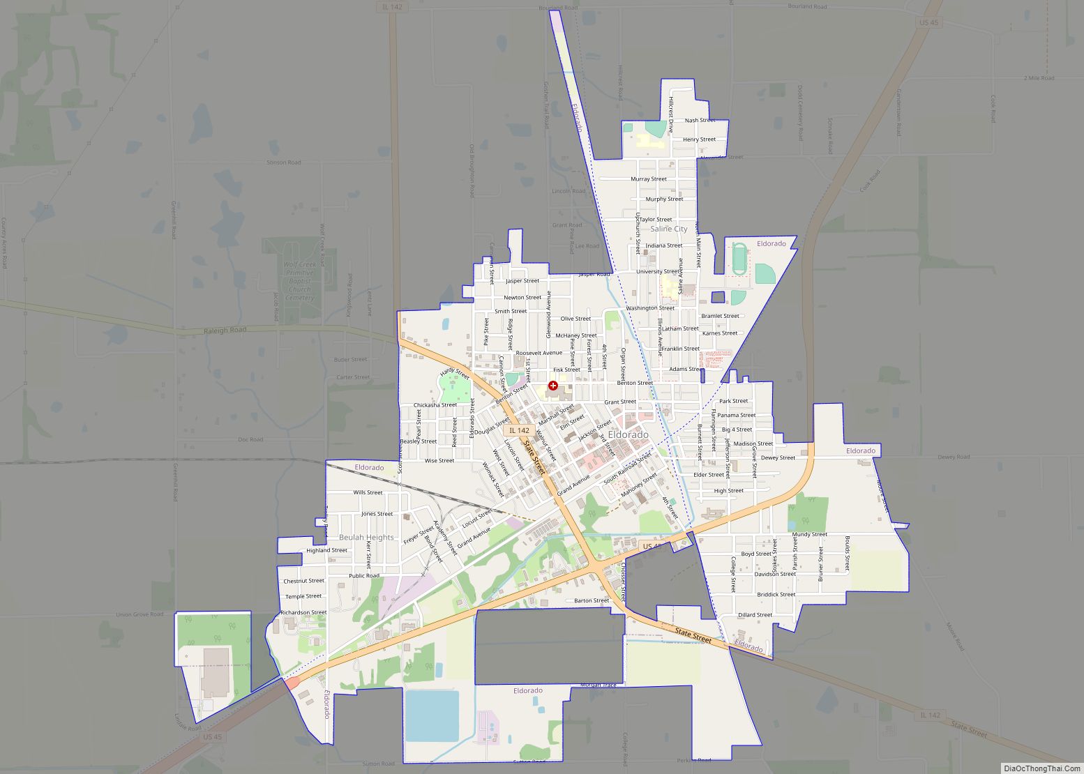 Map of Eldorado city, Illinois