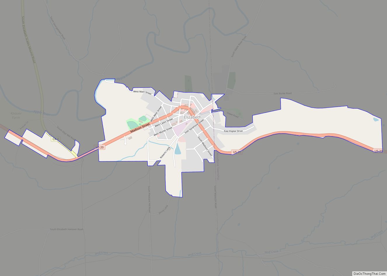 Map of Elizabeth village, Illinois