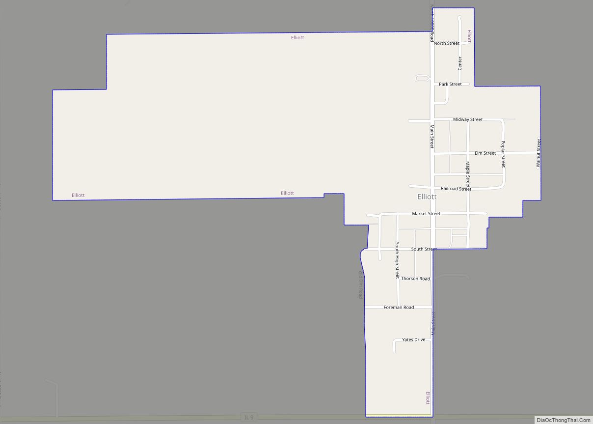 Map of Elliott village, Illinois