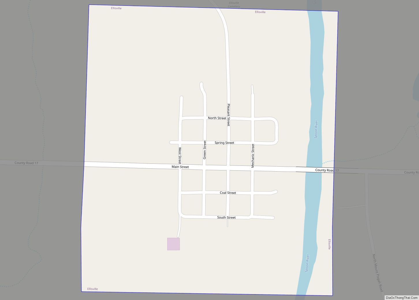 Map of Ellisville village, Illinois