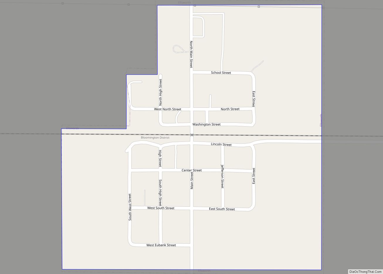 Map of Ellsworth village, Illinois