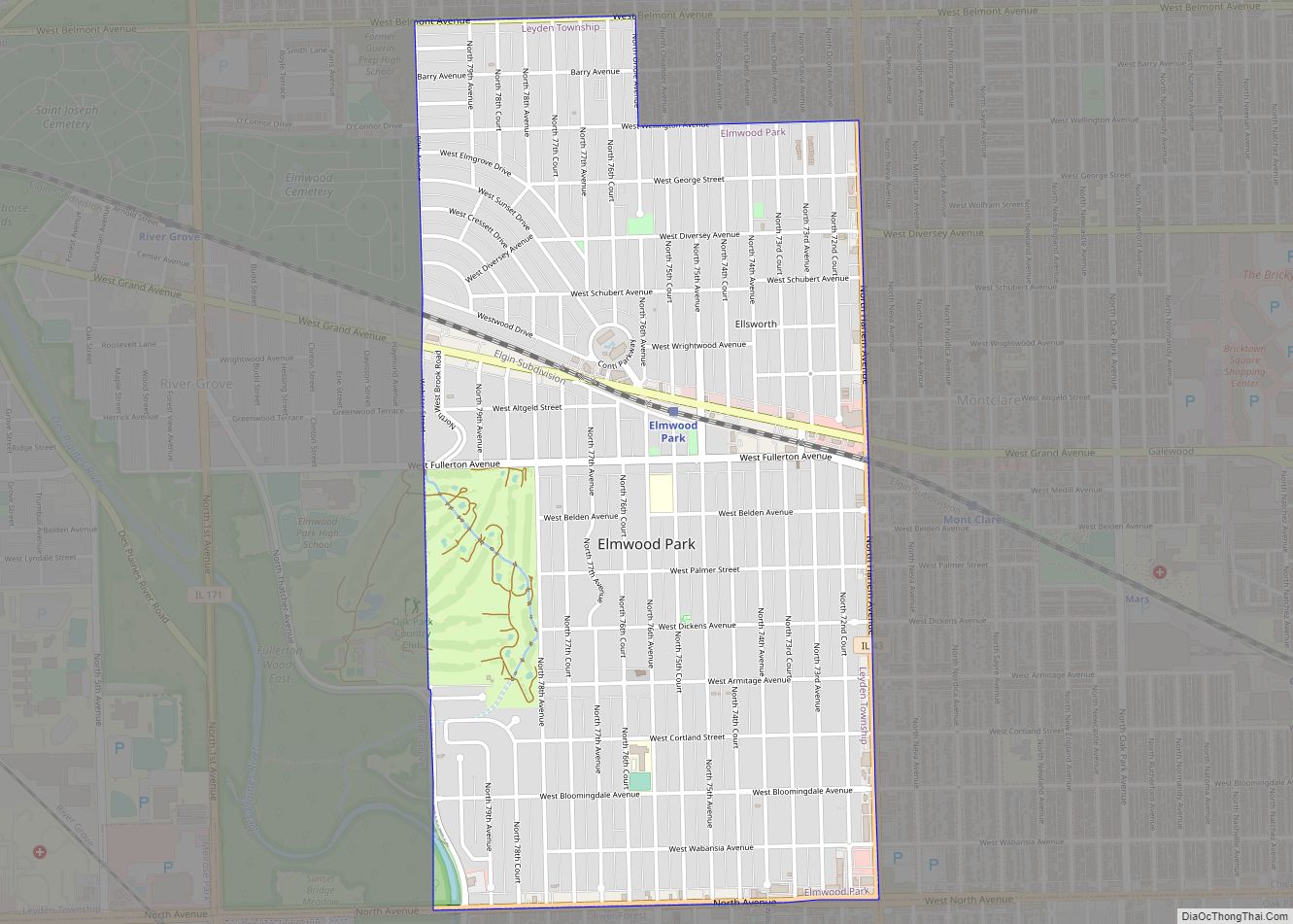 Map of Elmwood Park village