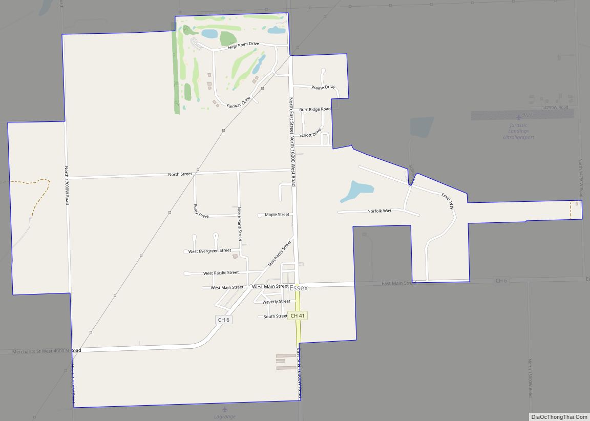 Map of Essex village, Illinois