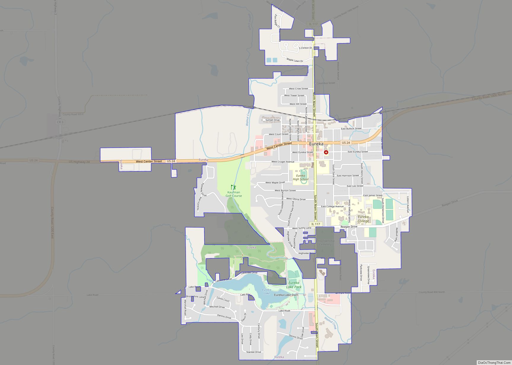 Map of Eureka city, Illinois