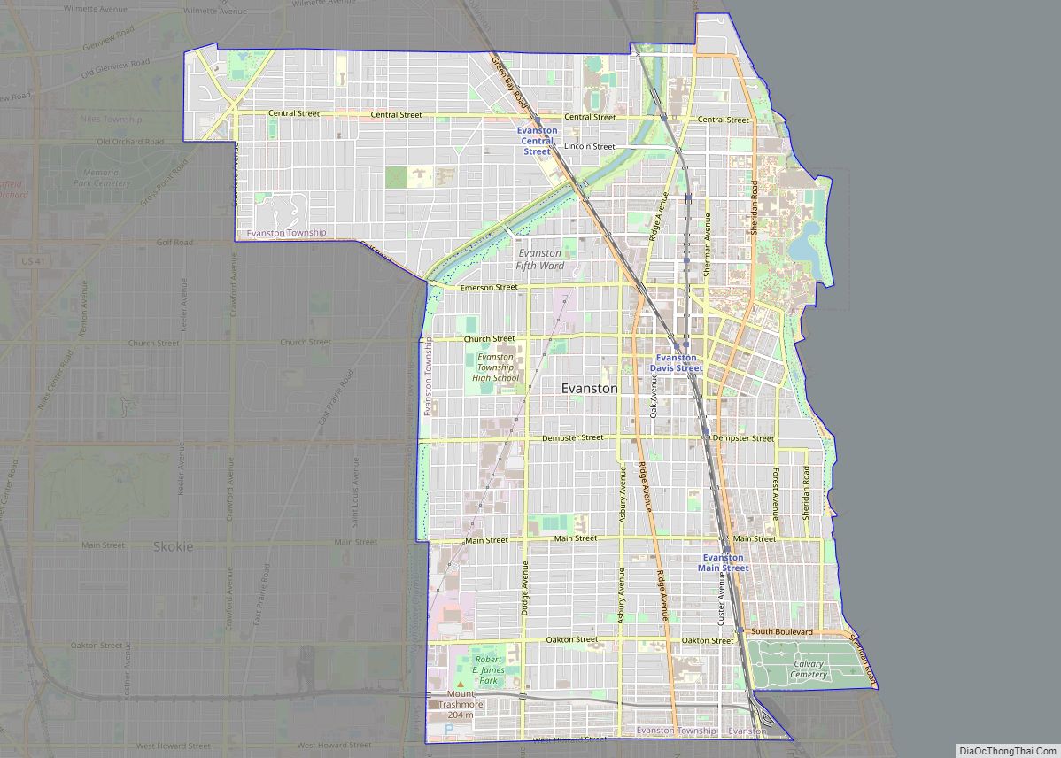 Map of Evanston city