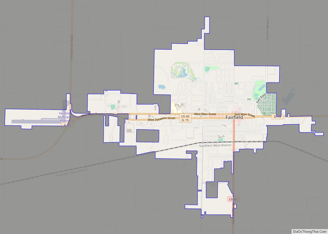 Map of Fairfield city, Illinois