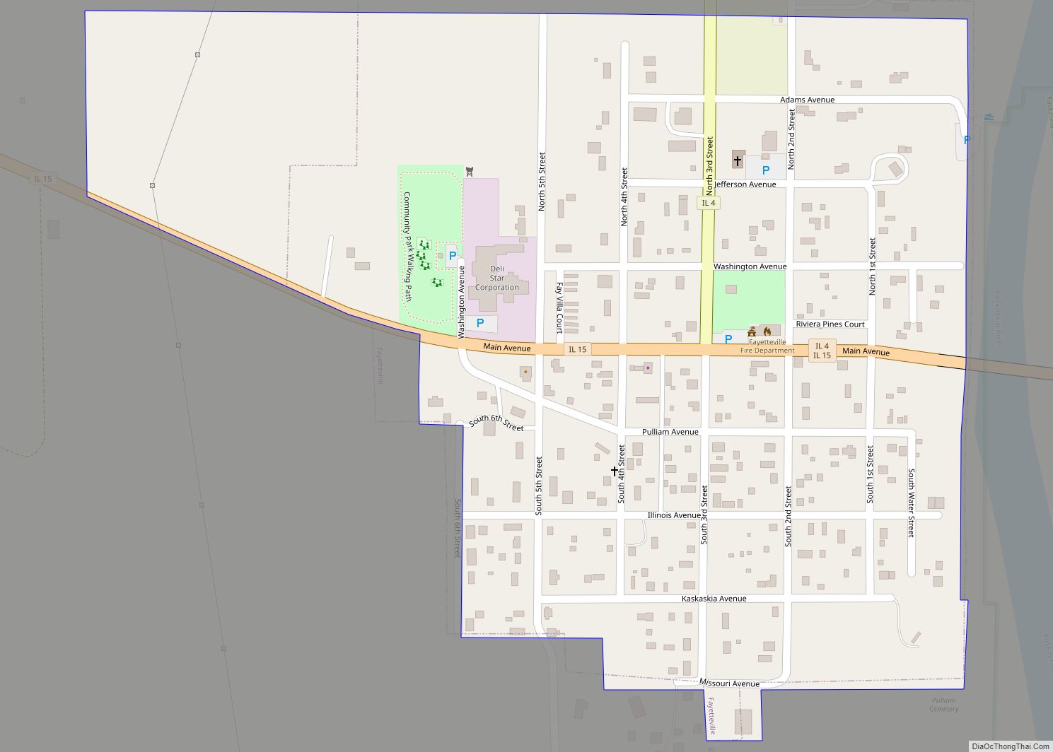 Map of Fayetteville village, Illinois