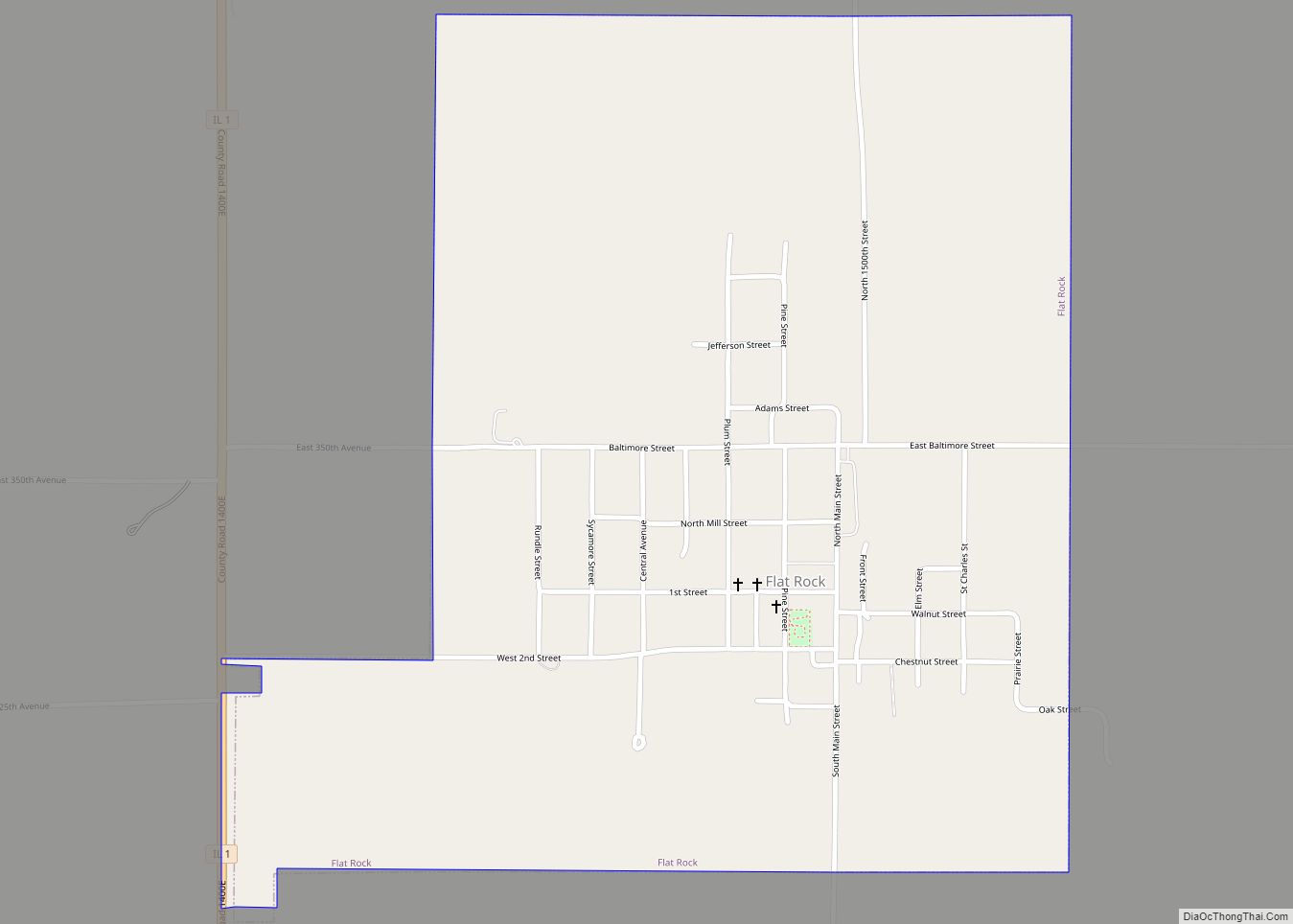 Map of Flat Rock village, Illinois