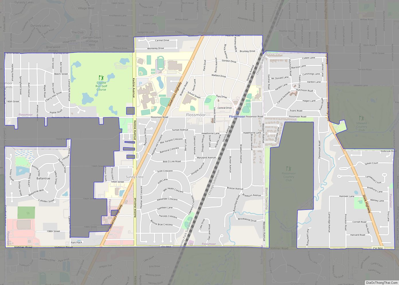 Map of Flossmoor village