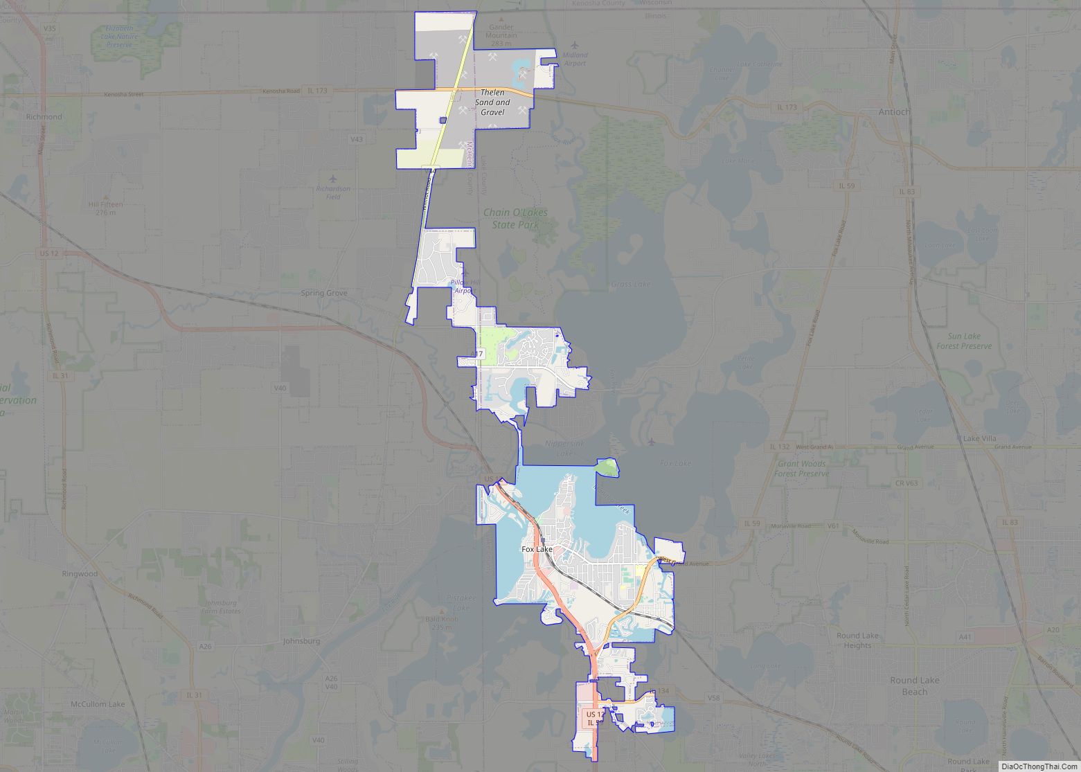 Map of Fox Lake village, Illinois