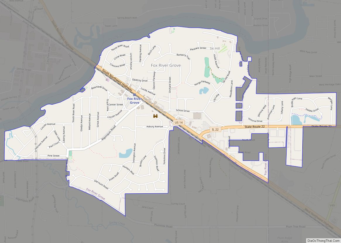 Map of Fox River Grove village