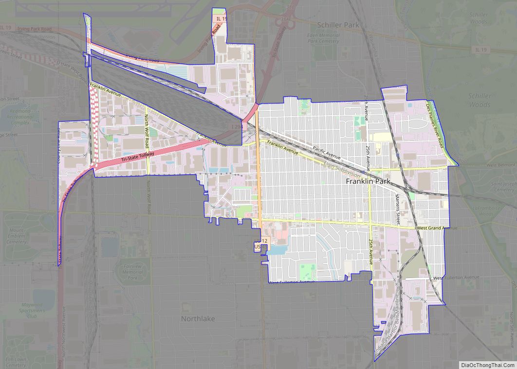 Map of Franklin Park village, Illinois