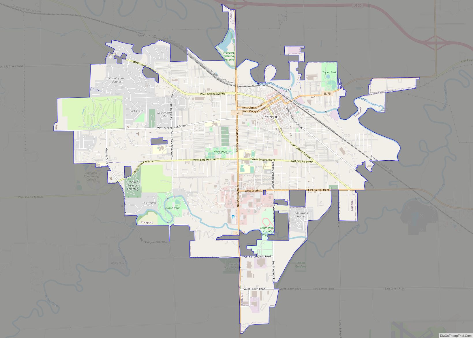 Map of Freeport city, Illinois