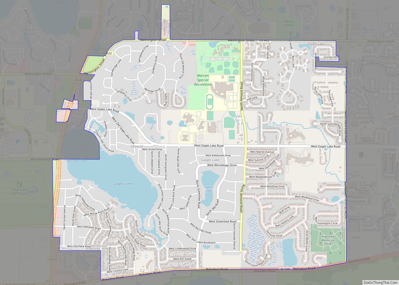 Map of Gages Lake CDP