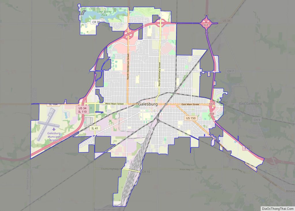 Map of Galesburg city, Illinois