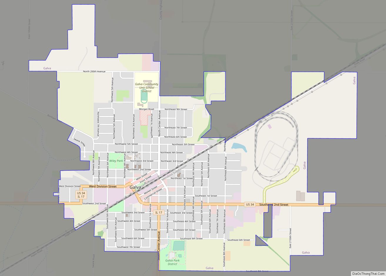 Map of Galva city, Illinois