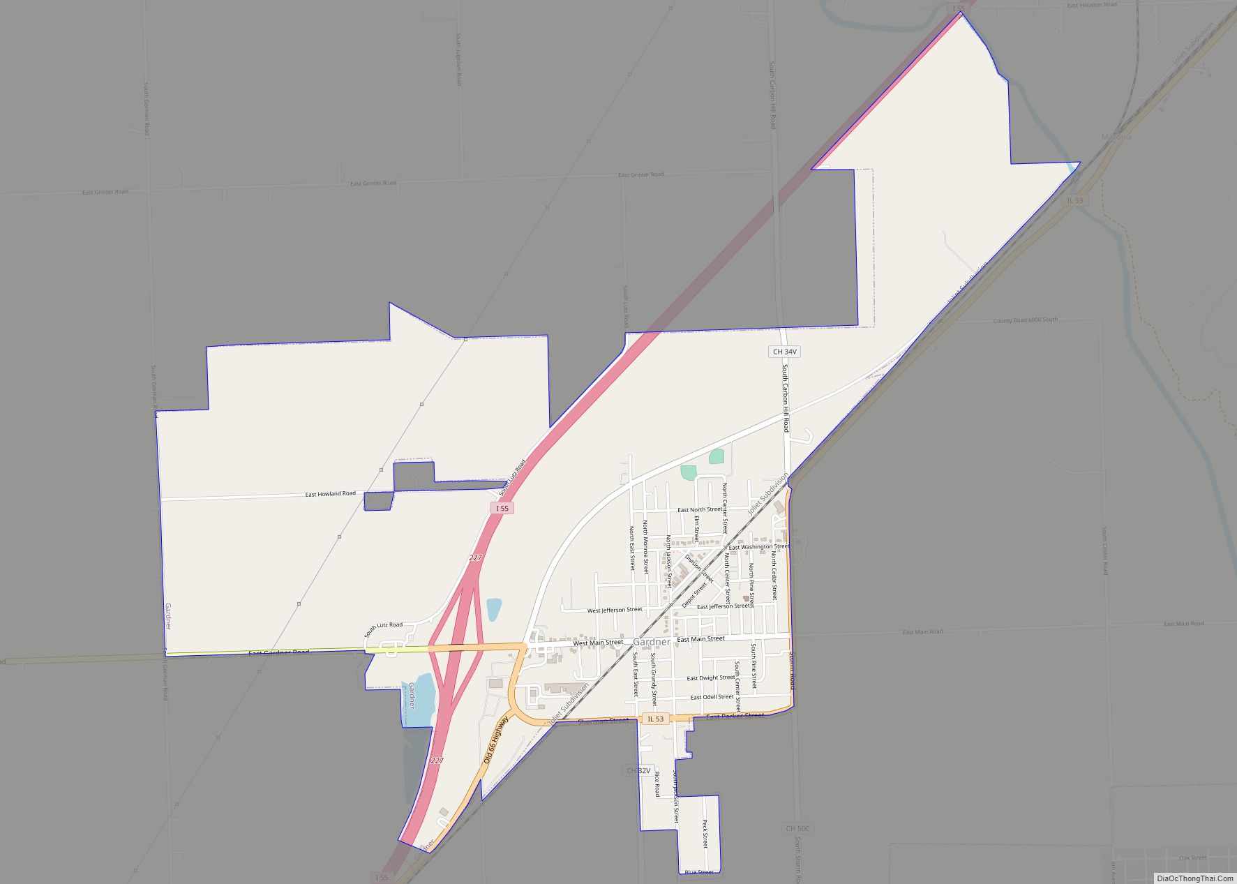 Map of Gardner village, Illinois