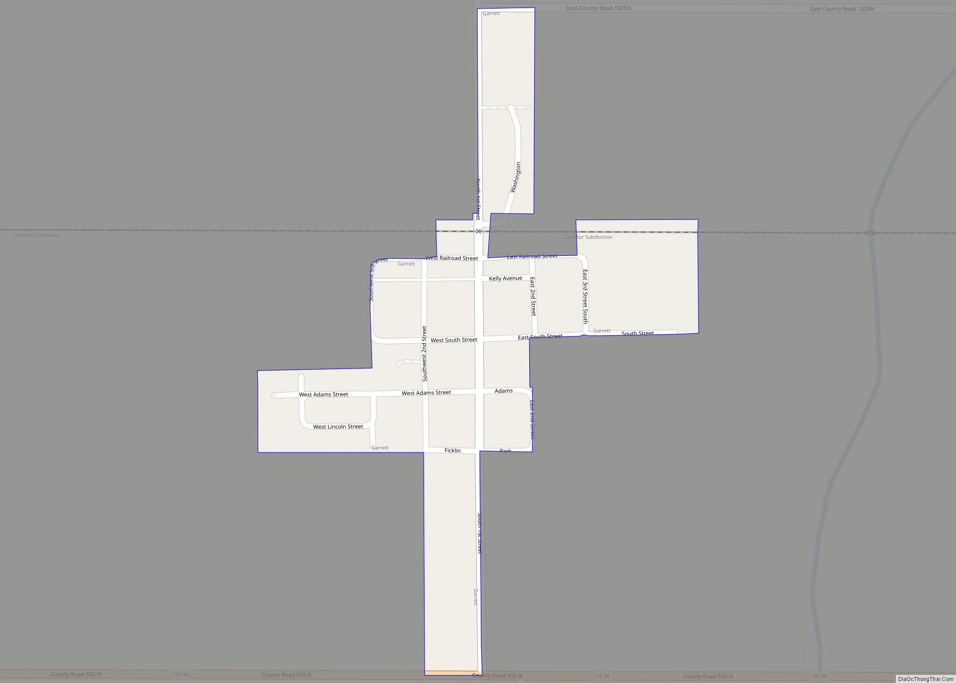 Map of Garrett village, Illinois