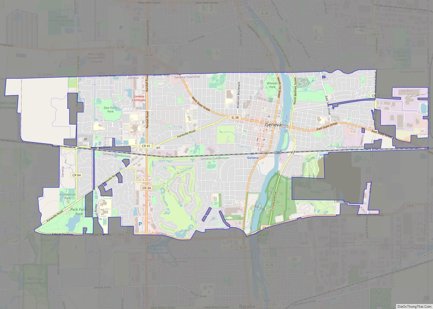 Map of Geneva city, Illinois