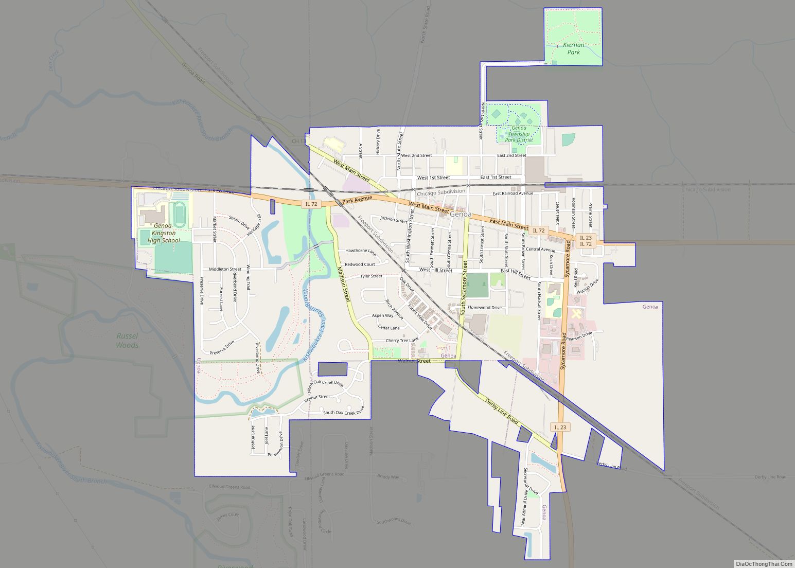 Map of Genoa city, Illinois